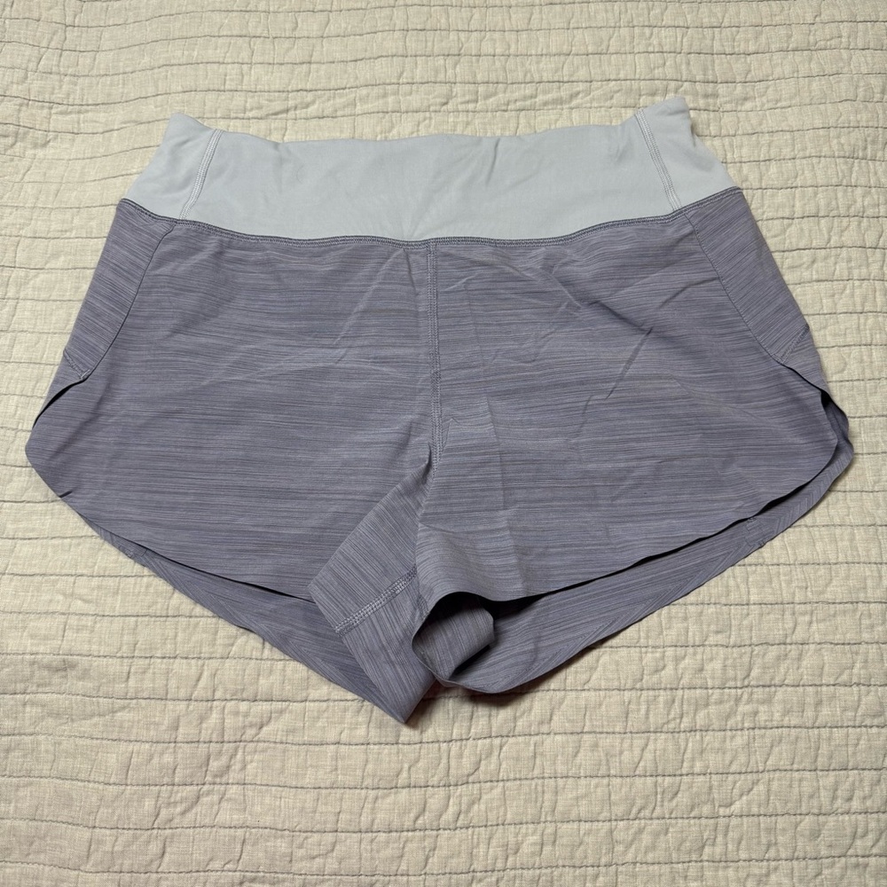 Athleta Run With It Textured 3.5" Shorts Size Small Space Dye Tempest Violet
